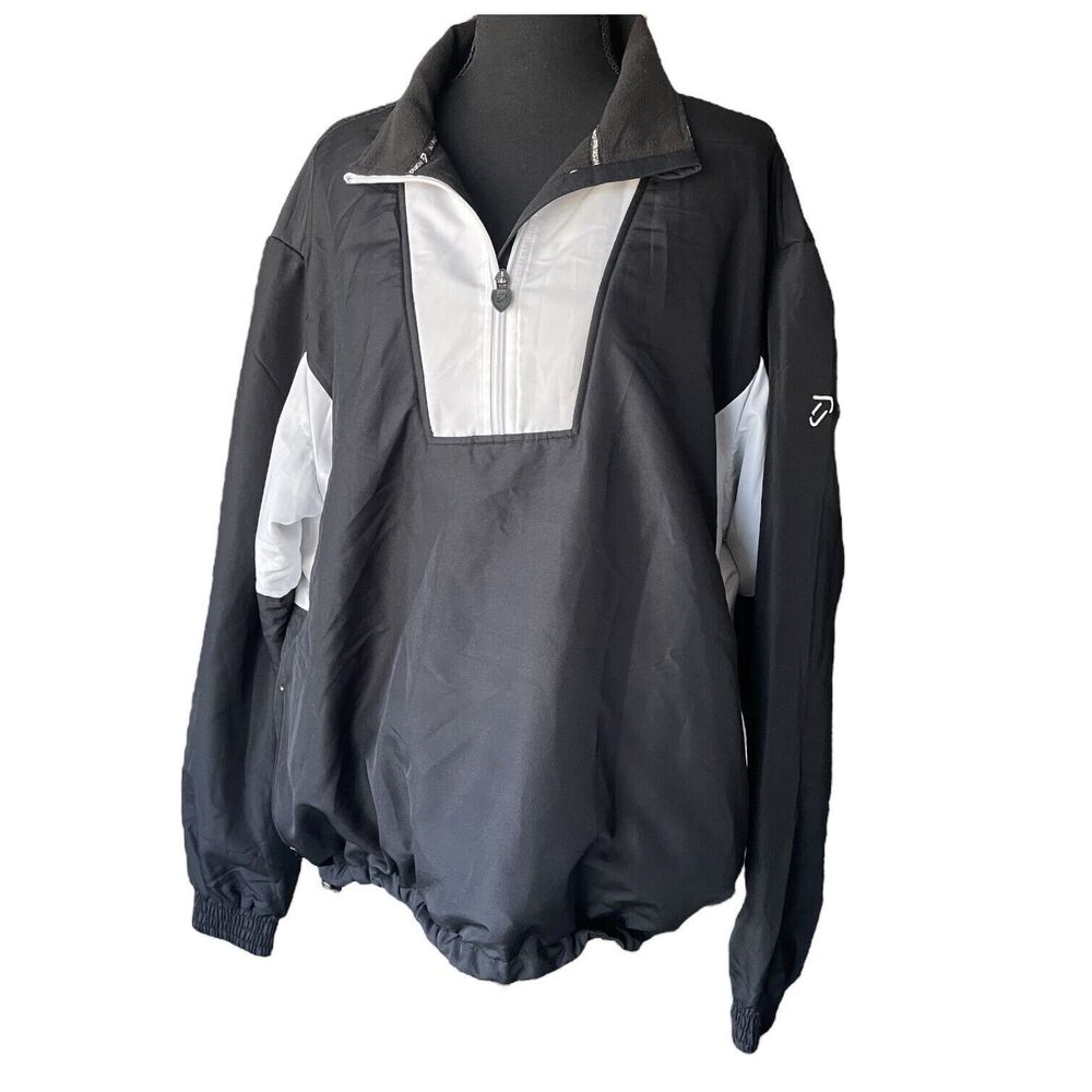 IAN POULTER DESIGN Jacket 1/4 Zip Golf Lined Pullover Black & White Men’s XL